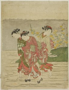 El río de las joyas en Ide, de una serie sin título de Seis ríos de joyas de Suzuki Harunobu