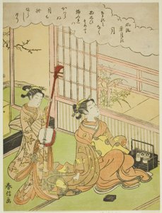 La Luna (Tsuki), de la serie "Escenas de moda de nieve, luna y flores (Furyu setsugekka)" de Suzuki Harunobu