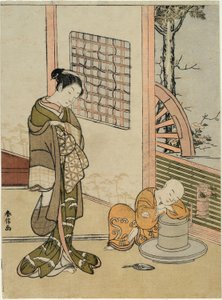 El chico del té dormido (parodia de Hokaso) de Suzuki Harunobu