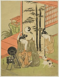 Haciéndole cosquillas en el pie de Suzuki Harunobu