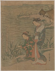Dos jóvenes damas en la orilla de Suzuki Harunobu