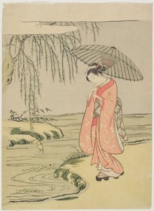 Parodia visual del calígrafo Ono no Tōfū (edición posterior) de Suzuki Harunobu