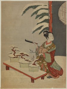Parodia visual de la obra de teatro Noh «Hachi no ki» de Suzuki Harunobu
