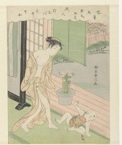 esposa e hijo travieso de Suzuki Harunobu