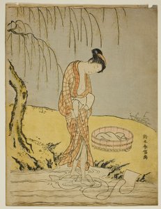 Lavando ropa en un arroyo de Suzuki Harunobu