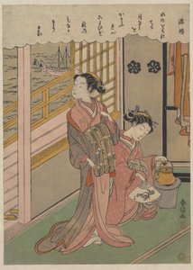 Olas a la luz de la luna de Suzuki Harunobu