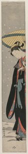 Mujer Bihin con Parasol en la Nieve de la serie Mu Tamagawa de Suzuki Harunobu