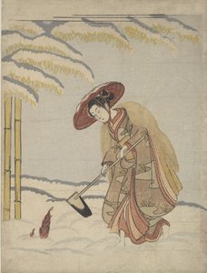 Mujer Cavando Brotes de Bambú en la Nieve, o Parodia de Meng Zong Moso, de Veinticuatro..., ca. 1765