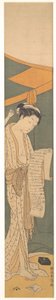 Frau im Nachthemd liest einen Brief de Suzuki Harunobu