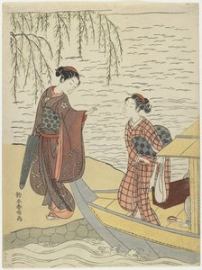 Mujeres desembarcando de un barco, c. 1767 de Suzuki Harunobu