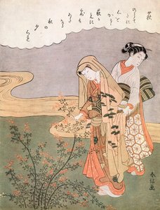 Joven dama y sirvienta, c. 1745-1770 de Suzuki Harunobu