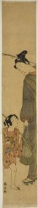 Joven y niño regresando de pescar de Suzuki Harunobu