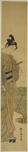Joven con caña de pescar y red de Suzuki Harunobu