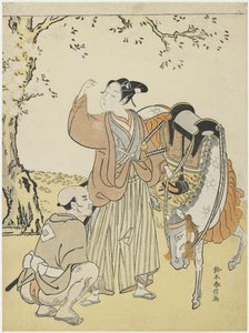 Joven Samurai Observando los Cerezos en Flor como un Mitate del Príncipe Kaoru, c. 1767