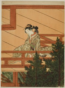 Joven Mujer Sentada en el Balcón del Templo Kiyomizu