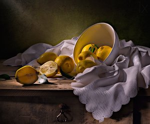 Naturaleza muerta rústica con limones de Svetlana L