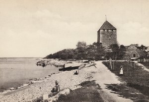Suecia: Gotland, Wisby, Kruttornet (fotografía b/n)