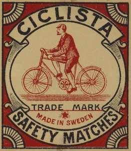 Etiqueta para fósforos de seguridad Ciclista de Swedish School