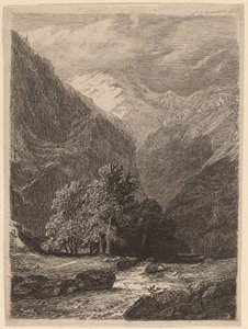 Paisaje Montañoso de Swiss 19th Century