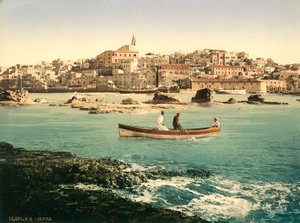 Puerto de Jaffa con la ciudad al fondo, c.1880-1900