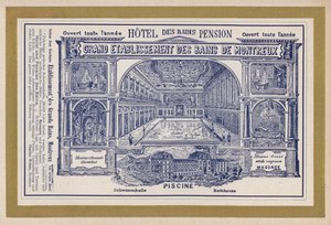 Anuncio del Gran Establecimiento de los Baños de Montreux (grabado)