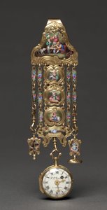 Reloj Chatelaine, mediados de 1800 (metal y esmalte) de Swiss School