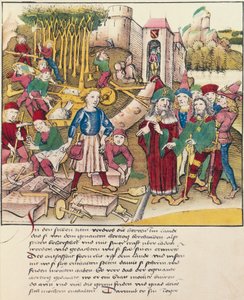 Fundación de la ciudad de Berna en 1191, miniatura de Spiezer Bilderchronik, Suiza