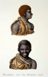 Nativos de la Tierra de Van Diemen, es decir, Tasmania, del Estudio etnológico de varios tipos raciales de varios continentes, por C.I. Brodtmann, 1824 de Swiss School