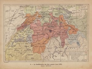 Antigua Confederación Helvética, c1400 (grabado coloreado)