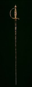 Espada corta, c.1790-1800 (oro con esmalte azul translúcido, acero grabado, azulado y dorado) de Swiss School