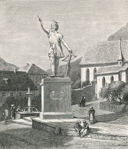 Estatua de Tell en Altorf, cerca del lugar donde se dice que disparó la manzana de la cabeza de su hijo