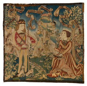 Panel de tapiz que representa la Caza del Unicornio, fabricado en Suiza o Alta Renania de Swiss School