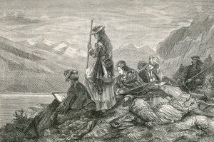 Turistas descansando en los Alpes de Swiss School