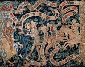 Hombre y mujer salvajes - La leyenda del Conde de Saboya, principios del siglo XV, manufactura de Basilea (tapiz)