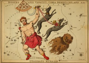 Bootes Canes Venatici, Coma Berenices y Quadrans Muralis, Ilustración de 