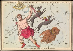 Bootes Canes Venatici, Coma Berenices y Quadrans Muralis, c.1825 (cartulina, papel, tejido)