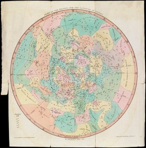 Carta de los cielos para la latitud de Londres, Espejo de Urania o una vista de los cielos, c.1825 (cartulina, papel, tisú, grabado) de Sydney Hall