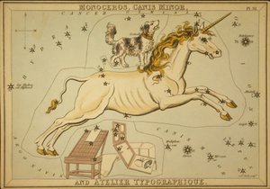 Monoceros, Canis Minor y Atelier Typographique, ilustración de 
