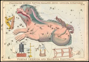 Psalterium Georgii, Fluvius Eridanus, Cetus, Officina Sculptories, Fornax Chemica y Machina Electrica, c.1825 (cartulina, papel, tisú )