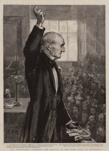 La campaña del Sr. Gladstone, la reunión en el Music Hall en Edimburgo de Sydney Prior (after) Hall