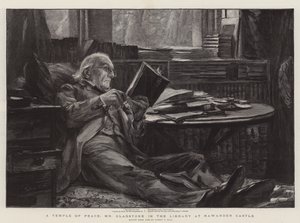 Un Templo de Paz, Sr. Gladstone en la Biblioteca del Castillo de Hawarden