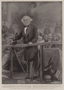 Una cuestión armenia, el Sr. Gladstone hablando en la reunión del pueblo en Liverpool de Sydney Prior Hall