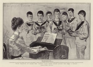 Práctica del Coro a Bordo del Ophir, Lady Mary Lygon dando una Lección a los Niños