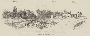 Iglesia de Hawarden y el albergue y biblioteca de San Deiniol de Sydney Prior Hall