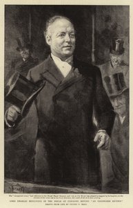 Lord Charles Beresford en la Cámara de los Comunes presentando un retorno sin oposición de Sydney Prior Hall