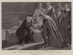 Lord Kitchener tomando su asiento en la Cámara de los Lores de Sydney Prior Hall