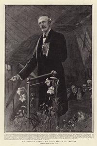 El Sr. Balfour dando su primer discurso como Primer Ministro de Sydney Prior Hall