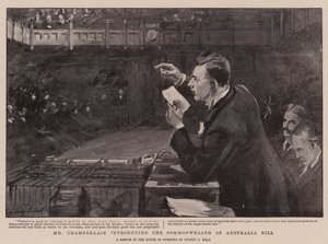 El Sr. Chamberlain presentando el Proyecto de Ley de la Commonwealth de Australia de Sydney Prior Hall