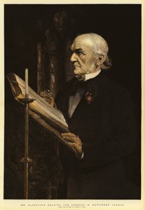 El Sr. Gladstone leyendo las lecciones en la iglesia de Hawarden