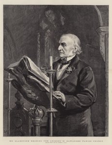 Mr. Gladstone leyendo las lecciones en la iglesia parroquial de Hawarden de Sydney Prior Hall